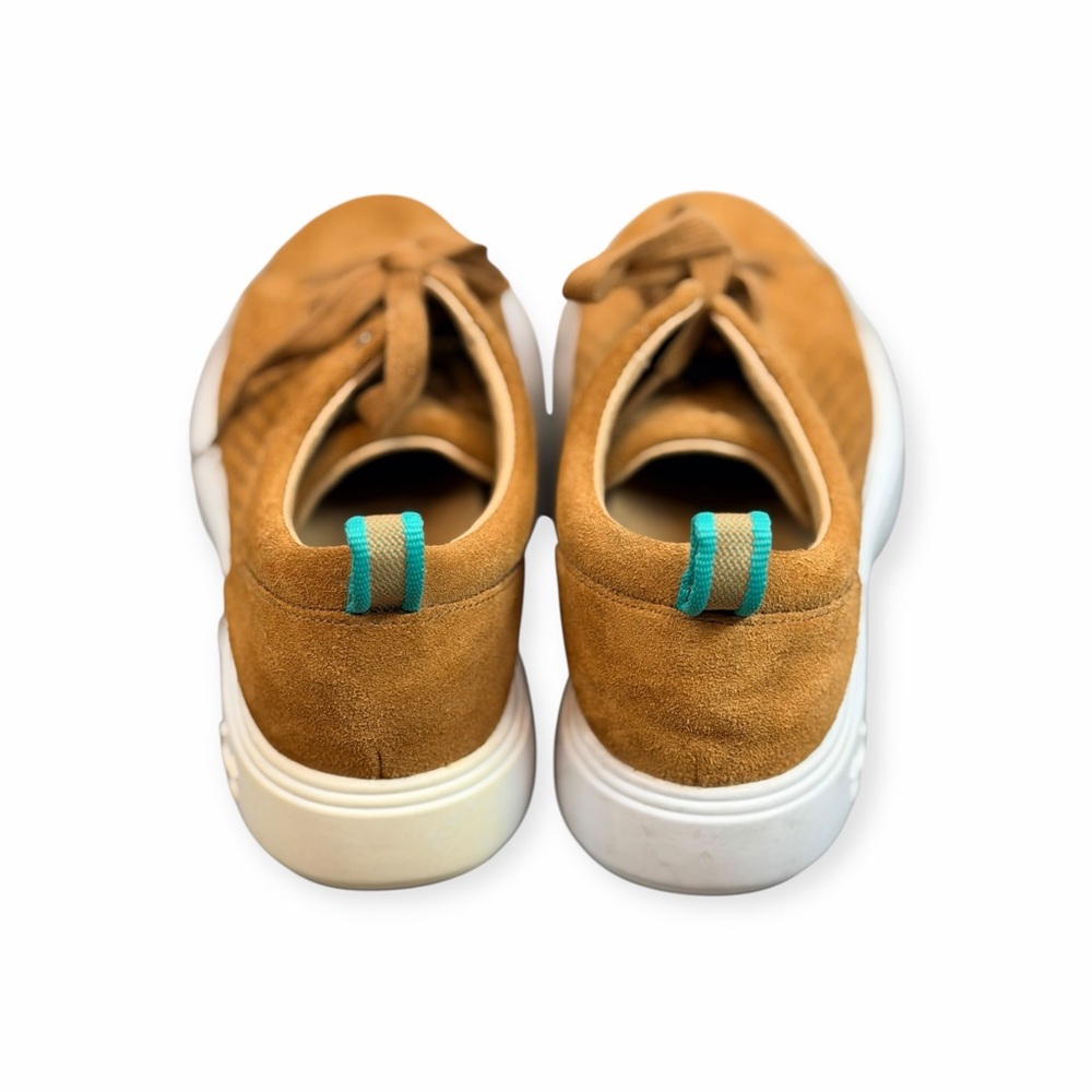 Under Armour Suede Sneakers Tan Caramel Teal Accent Lace Up Size 8 US 5.5 UK - Picture 3 of 7